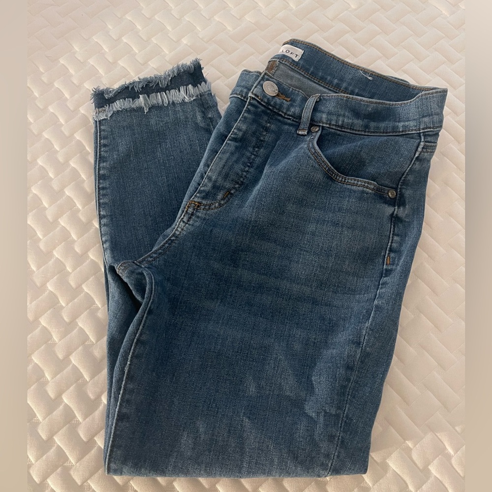 LOFT SKINNY ANKLE Frayed Denim Jeans